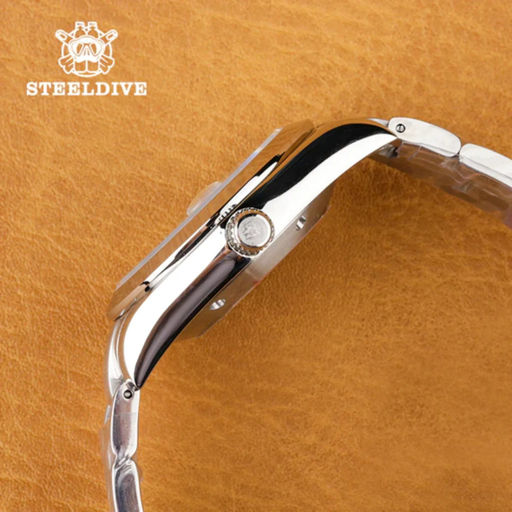 Steeldive SD1934 Vintage Diver Watch - White Dial With Oyster Bracelet - DREAM WATCHES