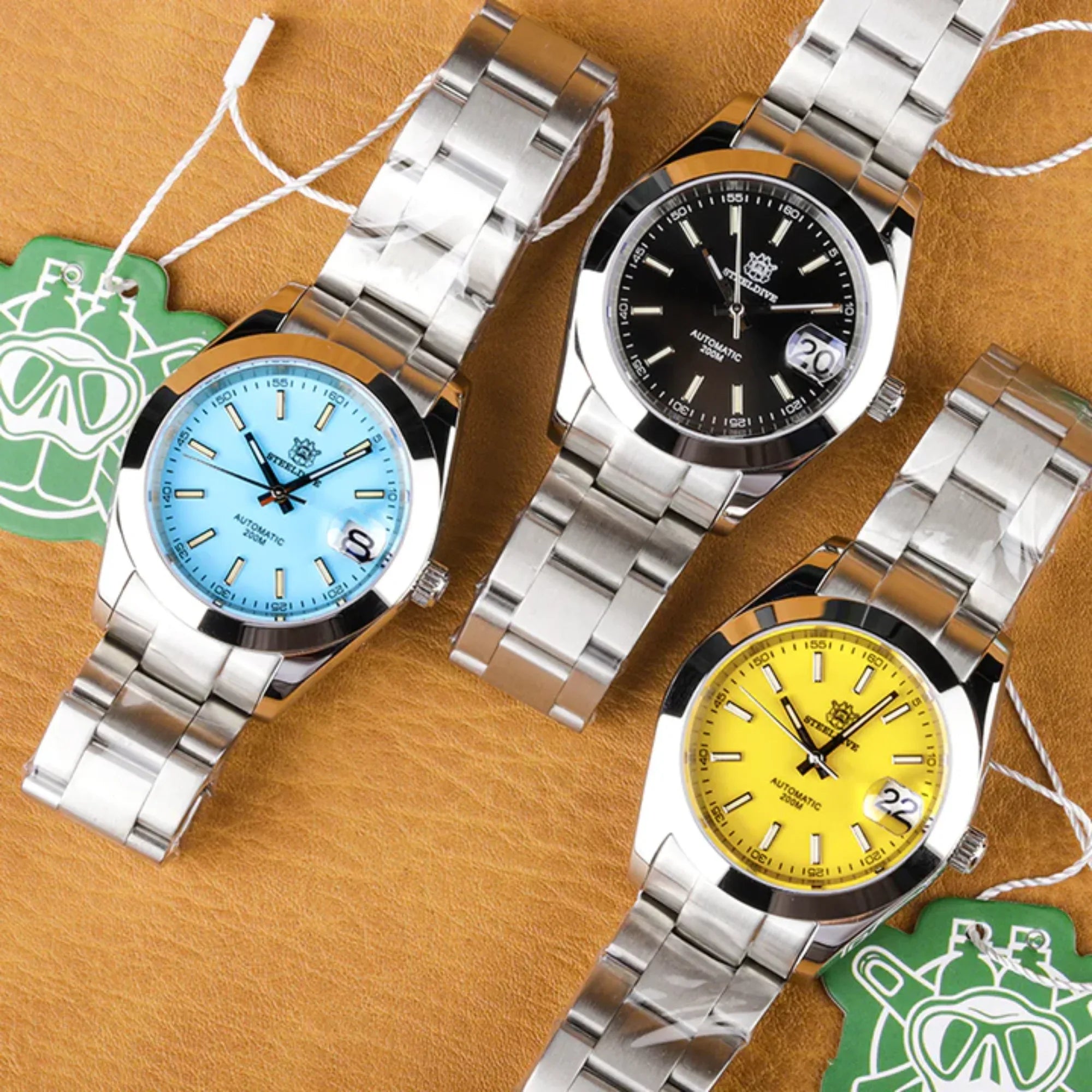 Steeldive SD1934 Vintage Diver Watch - Yellow Dial With Oyster Bracelet - DREAM WATCHES