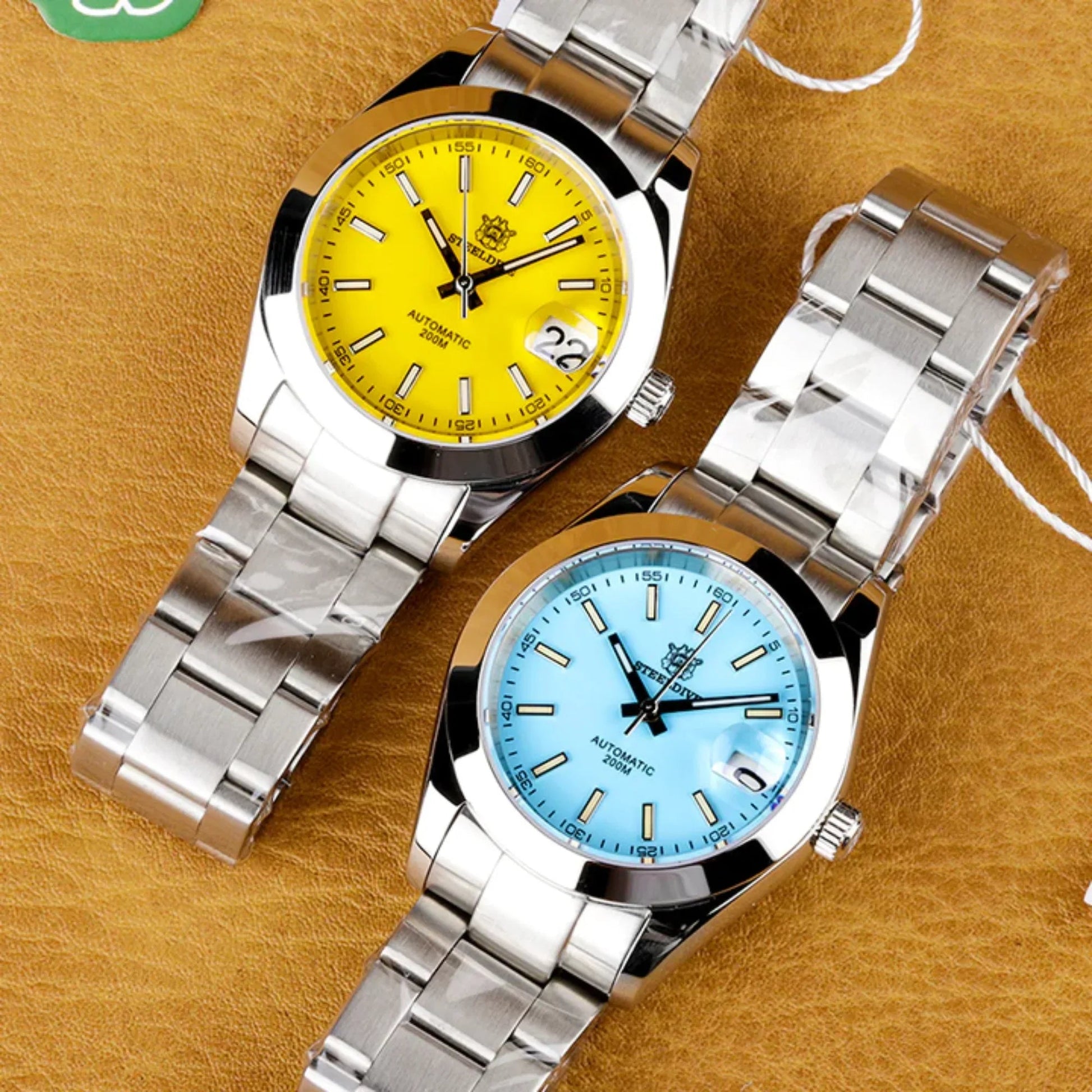 Steeldive SD1934 Vintage Diver Watch - Yellow Dial With Oyster Bracelet - DREAM WATCHES