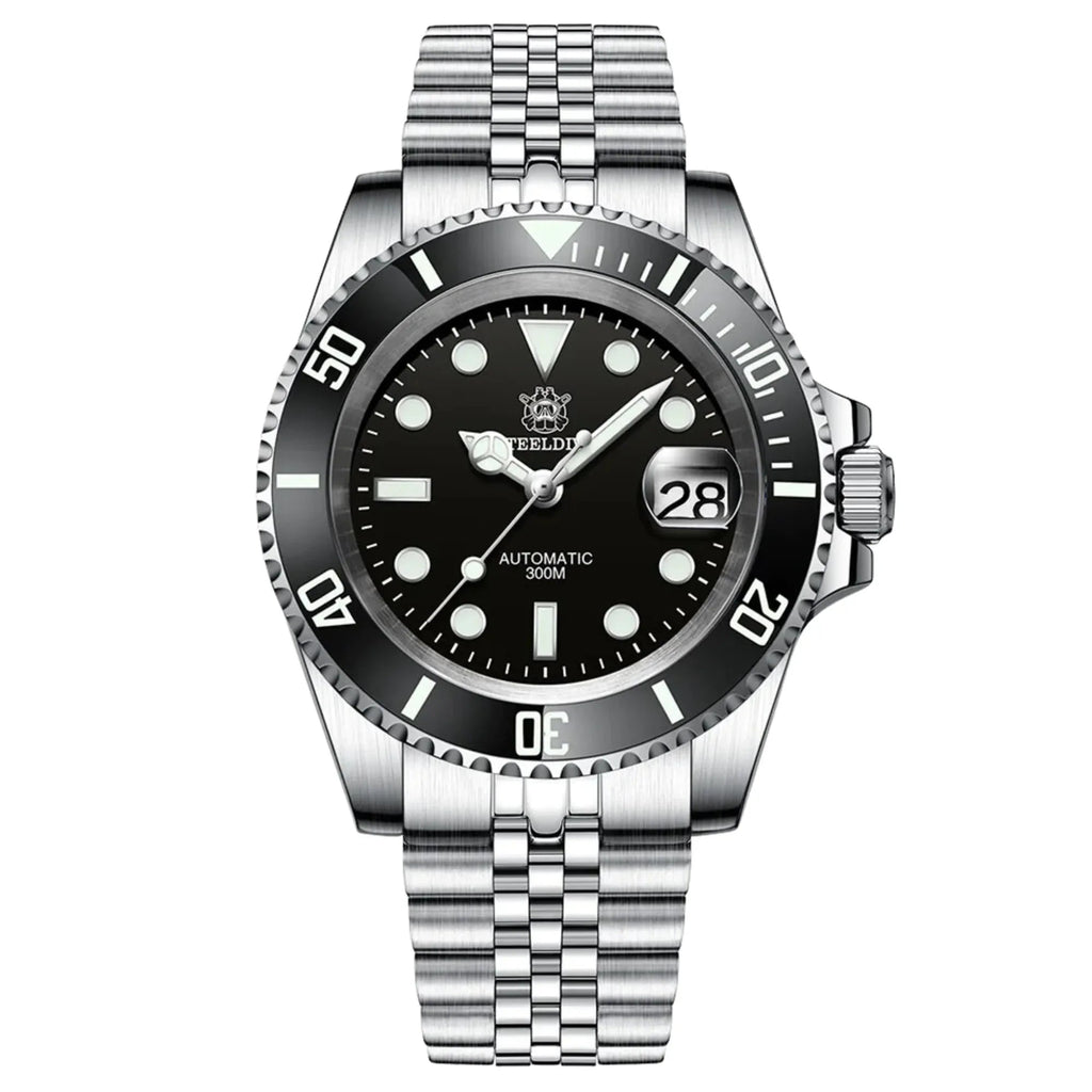 Steeldive SD1953 Sub Men Dive Watch V2 Black Dial With Jubilee Bracelet - DREAM WATCHES