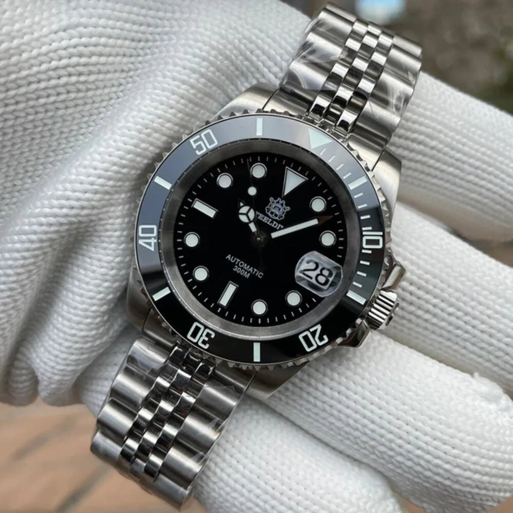 Steeldive SD1953 Sub Men Dive Watch V2 Black Dial With Jubilee Bracelet - DREAM WATCHES