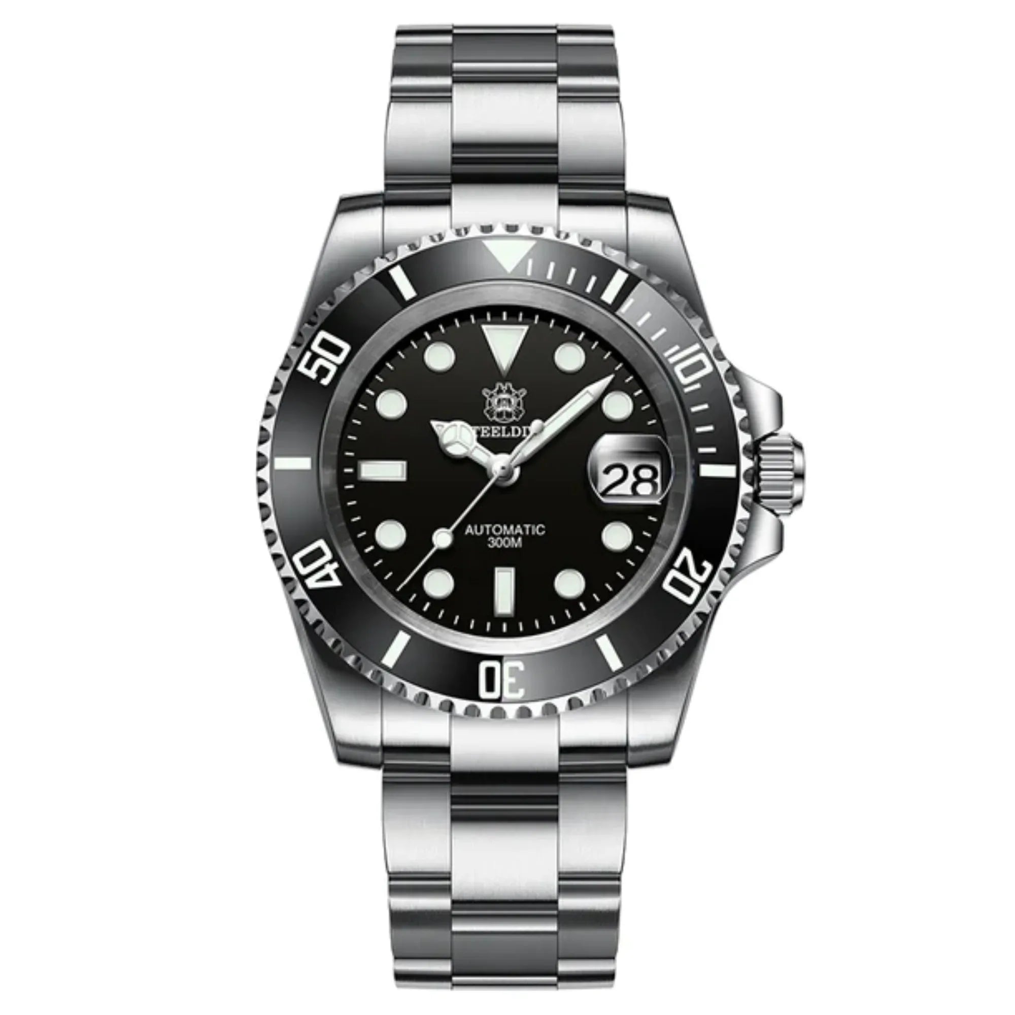 Steeldive SD1953 Sub Men Dive Watch V2 Black Dial With Oyster Bracelet - DREAM WATCHES