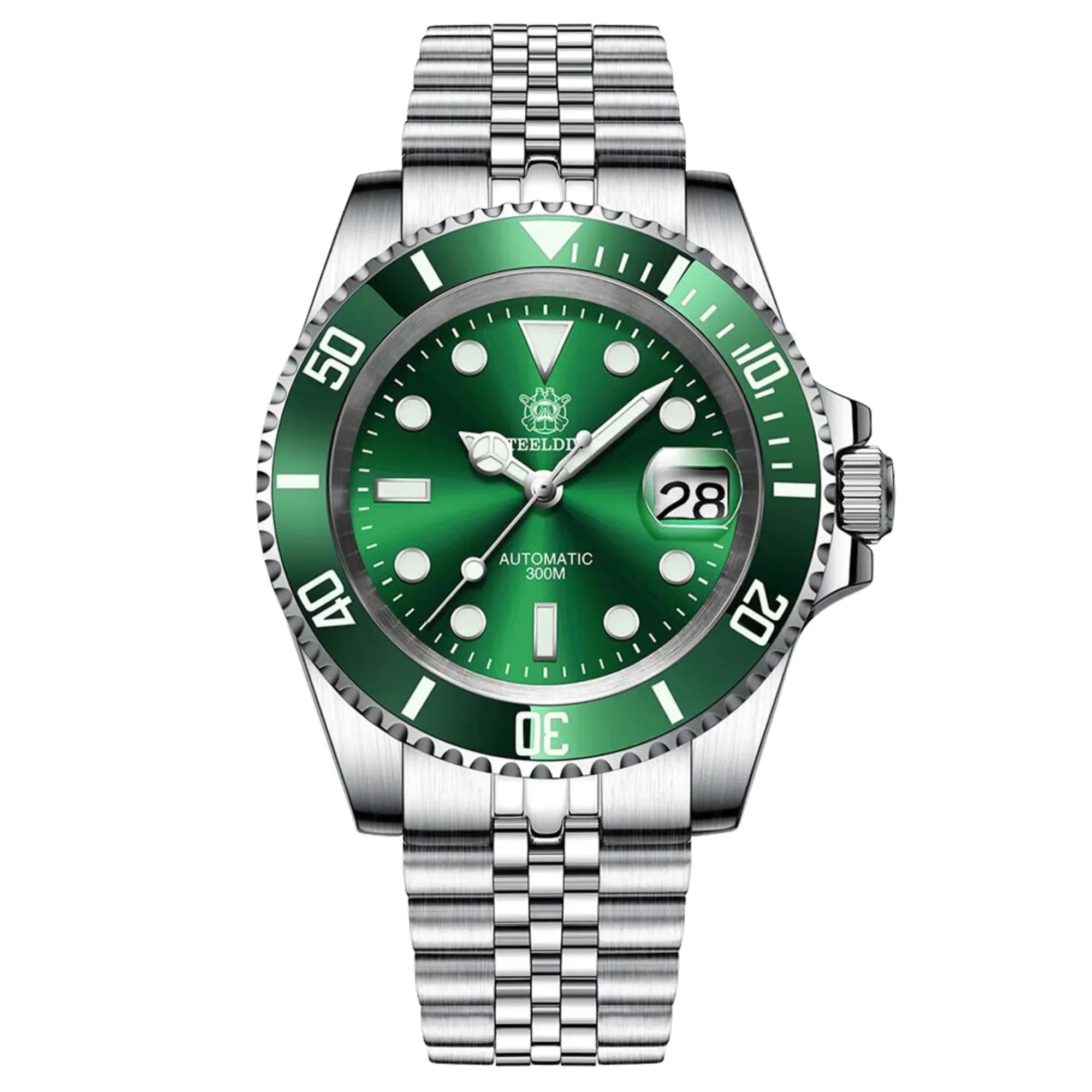 Steeldive SD1953 Sub Men Dive Watch V2 Green Dial With Jubilee Bracelet - DREAM WATCHES