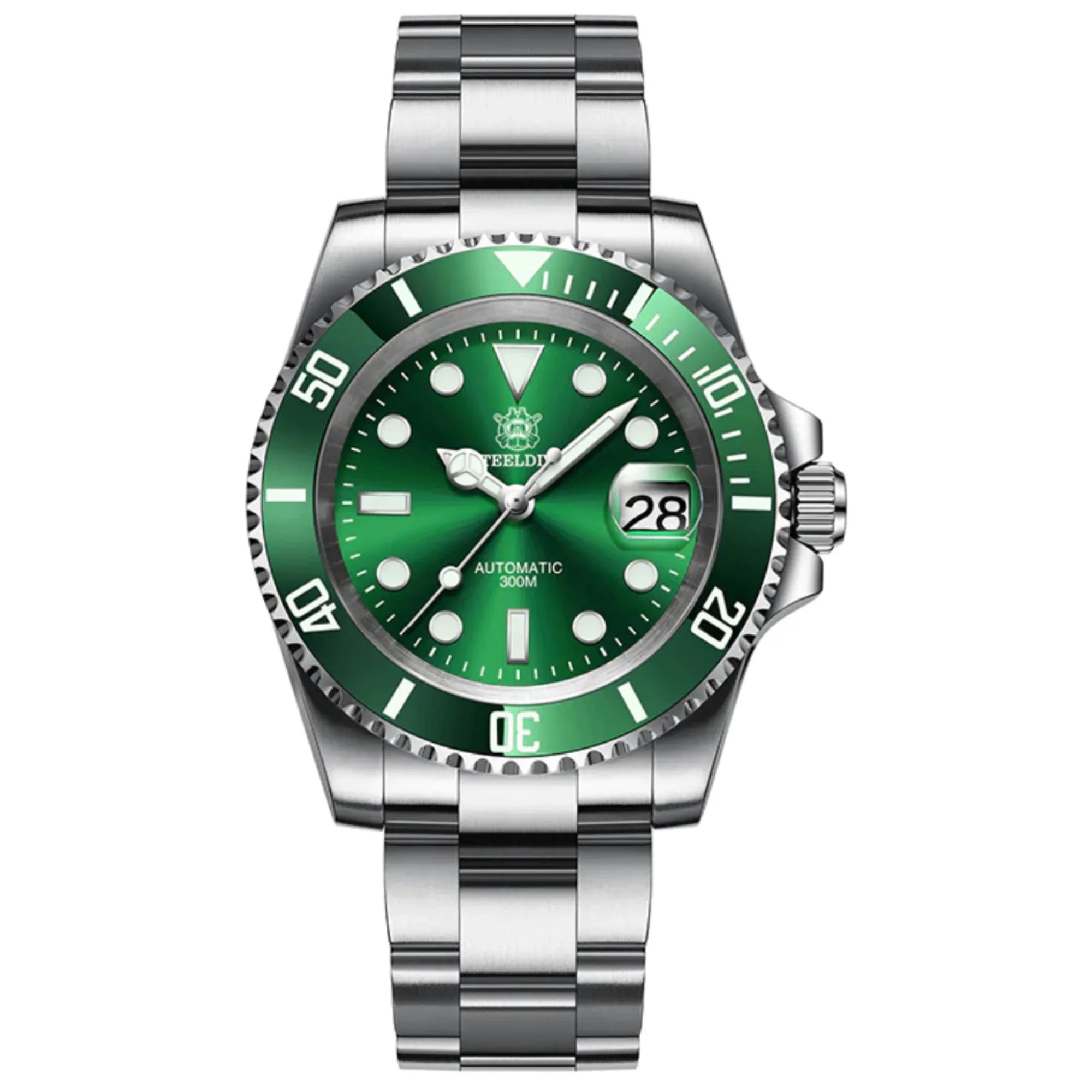 Steeldive SD1953 Sub Men Dive Watch V2 Green Dial With Oyster Bracelet - DREAM WATCHES