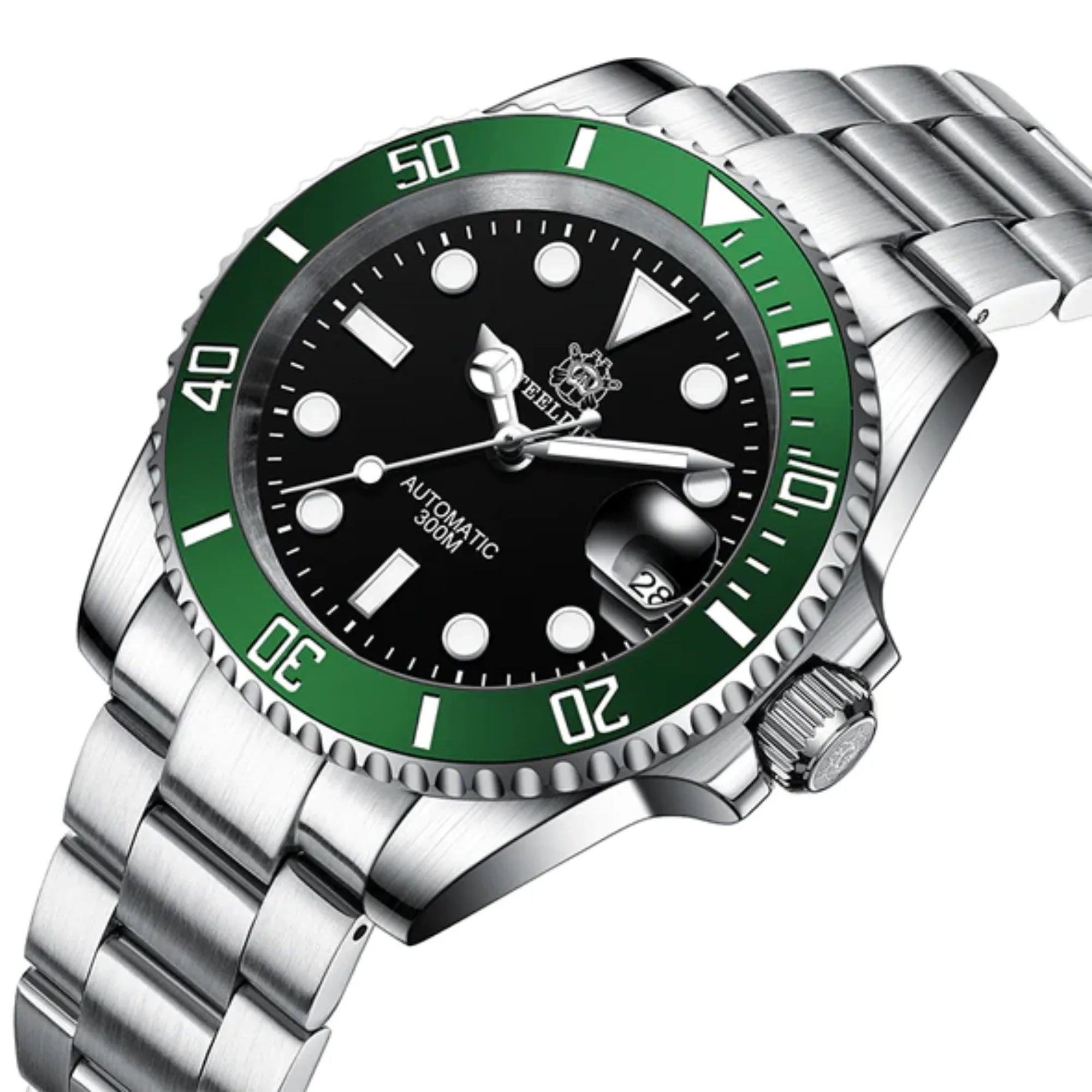 Steeldive SD1953 Sub Men Dive Watch V2 Green/Black Dial With Oyster Bracelet - DREAM WATCHES