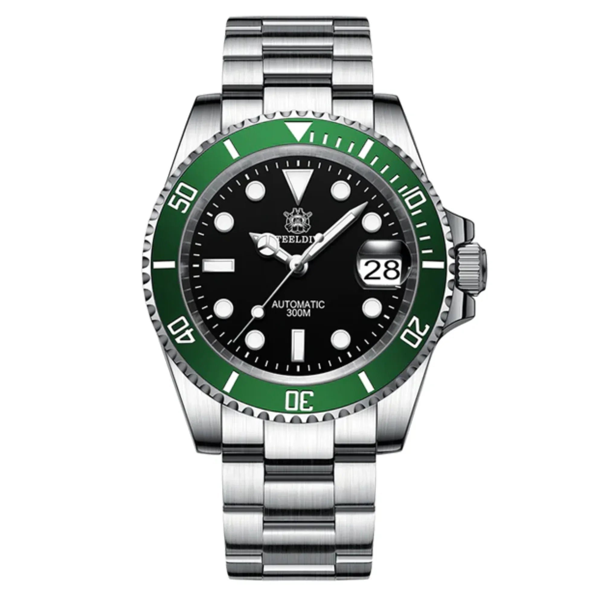 Steeldive SD1953 Sub Men Dive Watch V2 Green/Black Dial With Oyster Bracelet - DREAM WATCHES