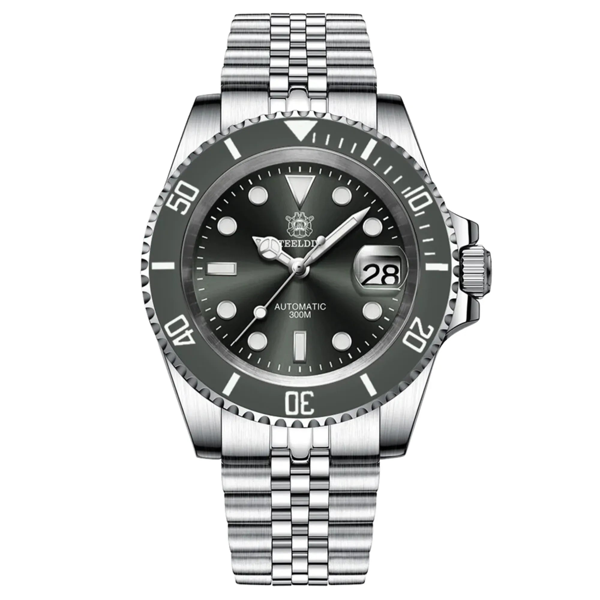 Steeldive SD1953 Sub Men Dive Watch V2 Grey Dial With Jubilee Bracelet - DREAM WATCHES