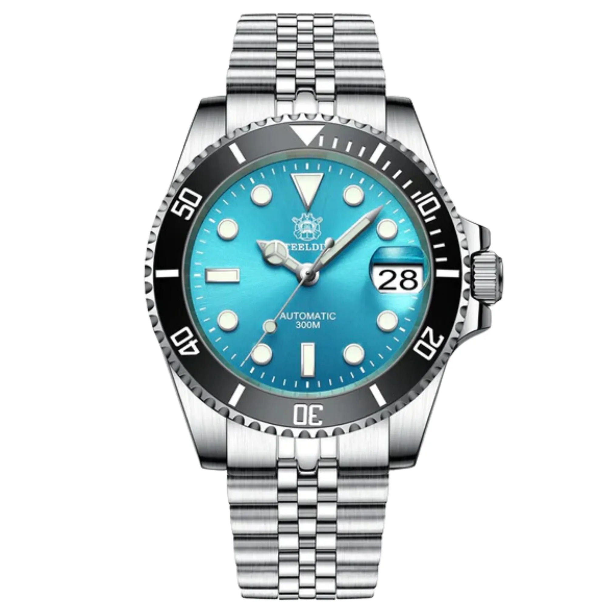 Steeldive SD1953 Sub Men Dive Watch V2 Light Blue Dial With Jubilee Bracelet - DREAM WATCHES