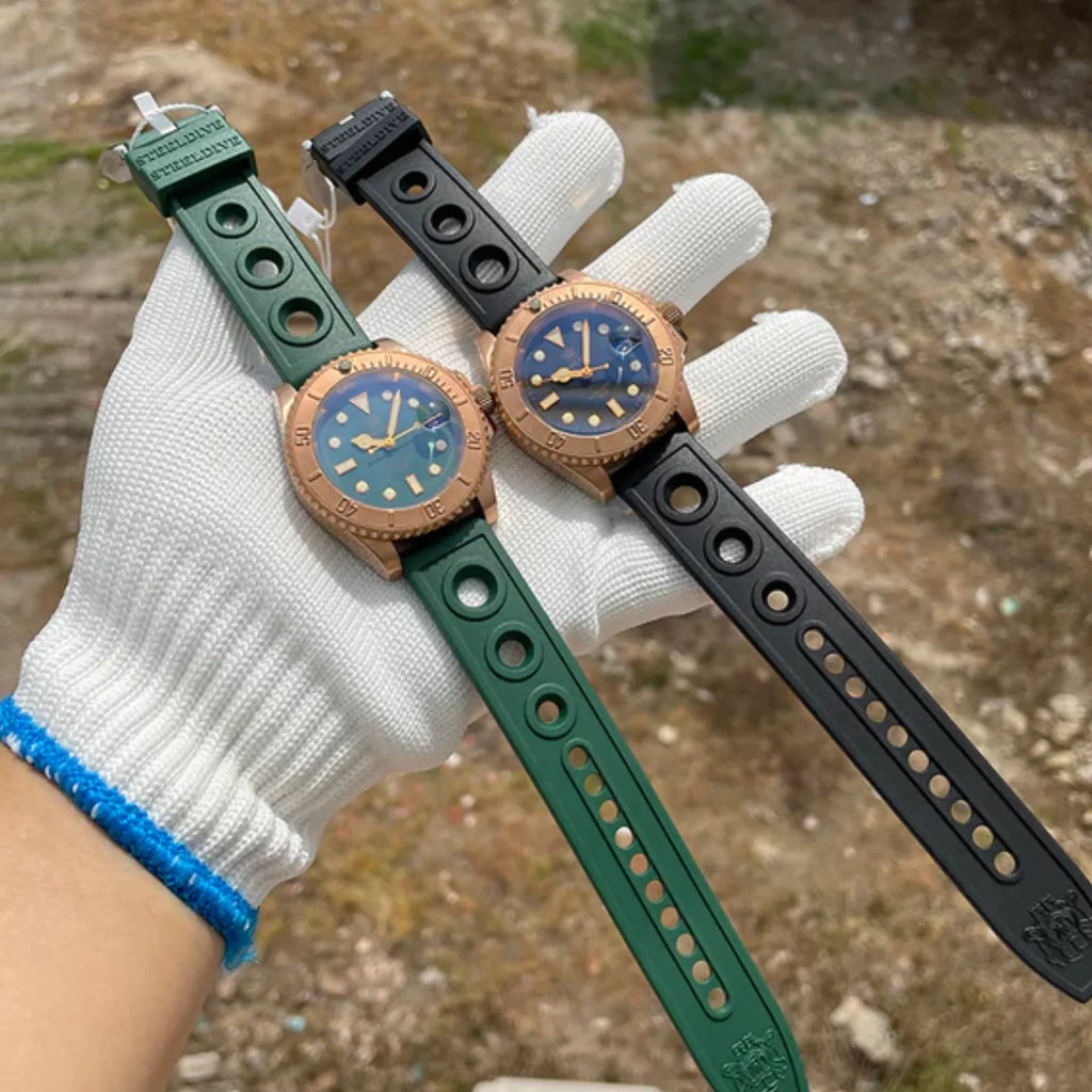 Steeldive SD1953S Bronze Sub Men Watch - Black Holer Strap - DREAM WATCHES