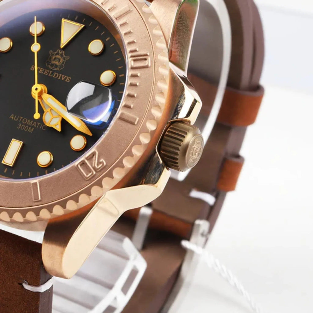 Steeldive SD1953S Bronze Sub Men Watch - Black Holer Strap - DREAM WATCHES