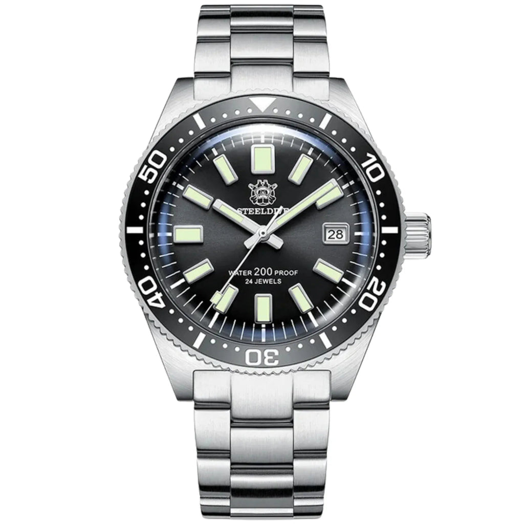 Steeldive SD1962 62MAS Automatic Men Watch - Black on a steel bracelet - DREAM WATCHES