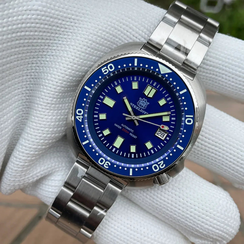 Steeldive SD1970 6105 Turtle Diver Watch V2 - Blue - DREAM WATCHES