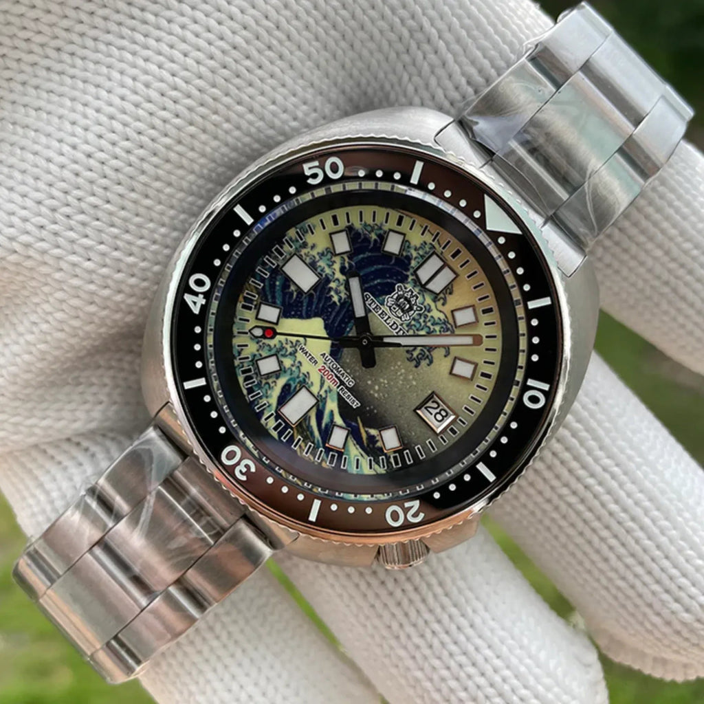 Steeldive SD1970 Great Wave Turtle Diver - Black - DREAM WATCHES