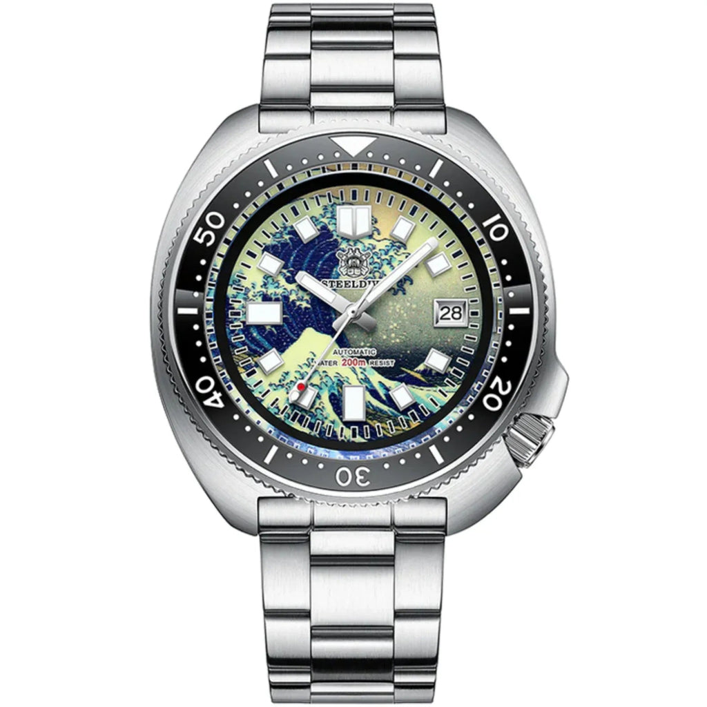 Steeldive SD1970 Great Wave Turtle Diver - Black - DREAM WATCHES