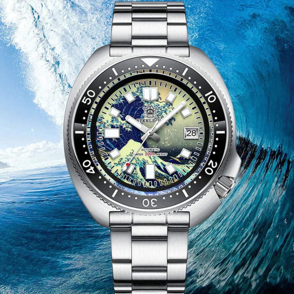 Steeldive SD1970 Great Wave Turtle Diver - Black - DREAM WATCHES