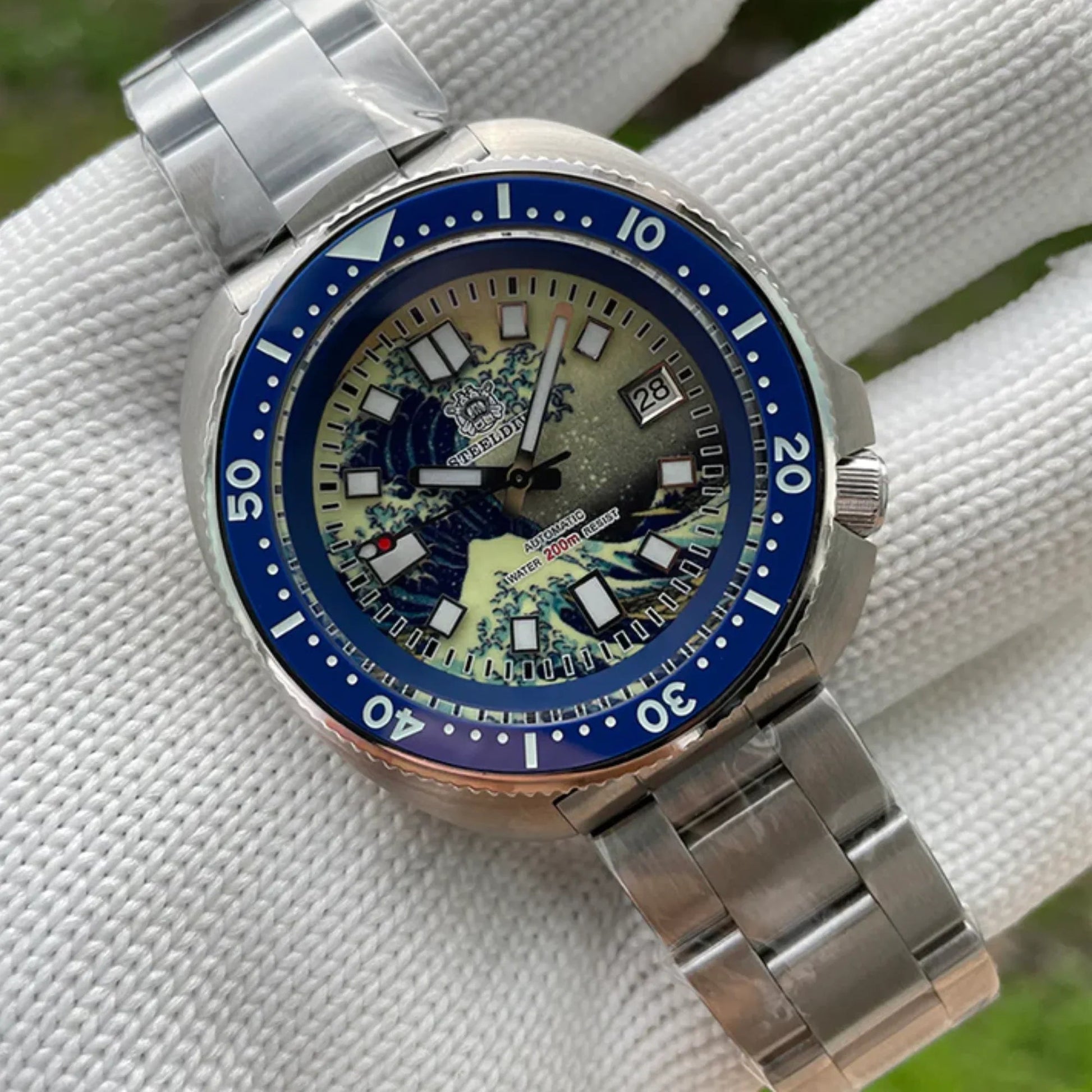 Steeldive SD1970 Great Wave Turtle Diver - Blue - DREAM WATCHES