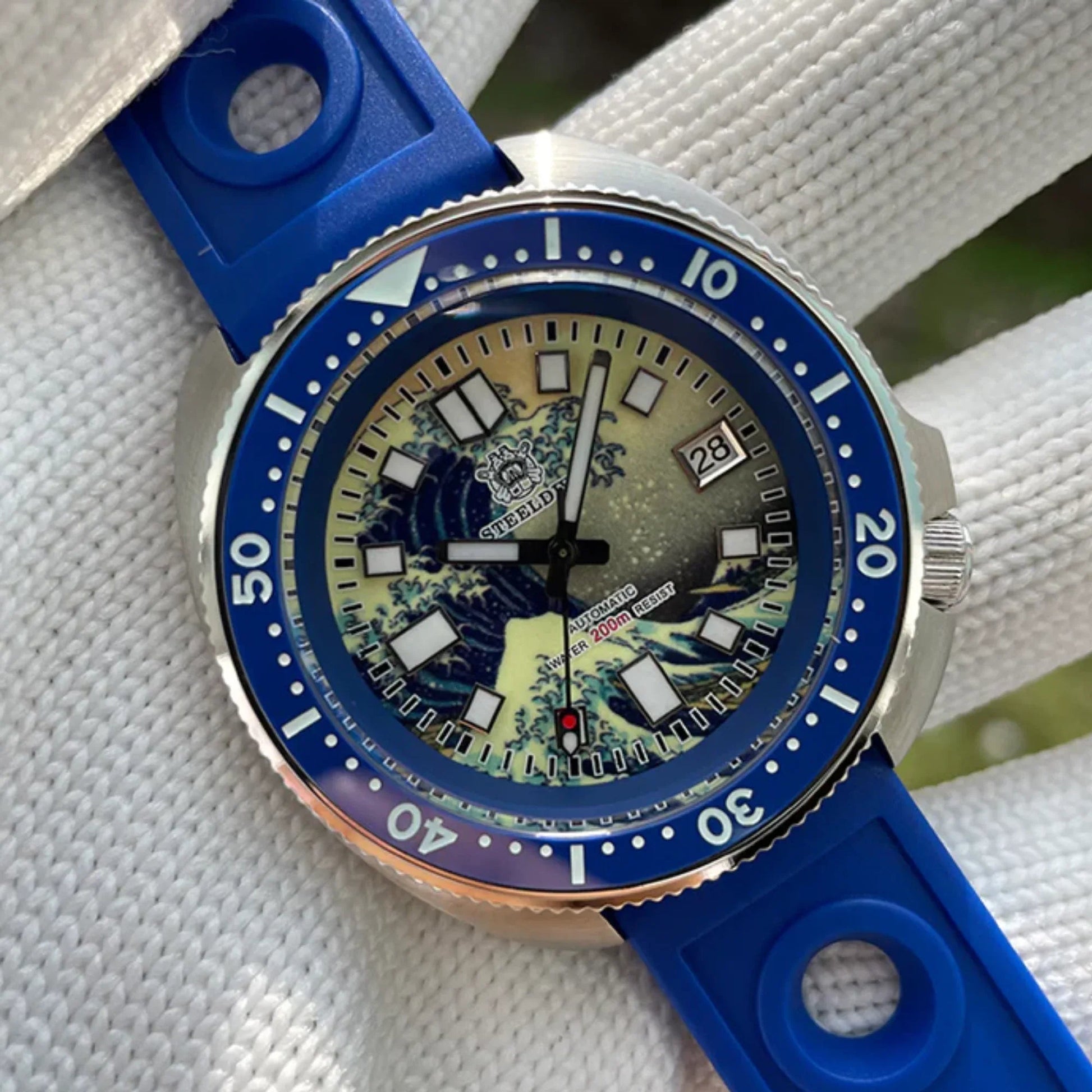 Steeldive SD1970 Great Wave Turtle Diver - Blue - DREAM WATCHES