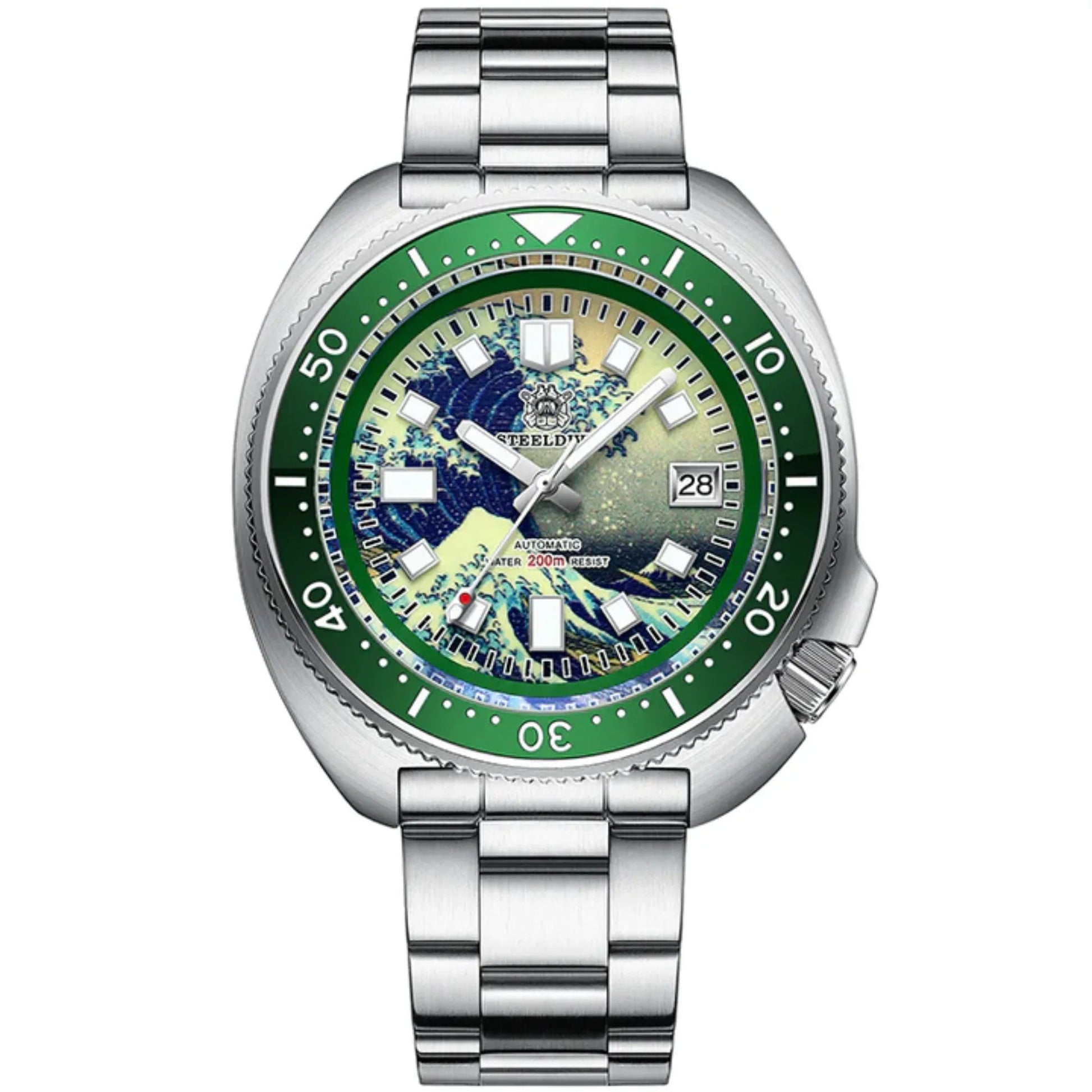 Steeldive SD1970 Great Wave Turtle Diver - Green - DREAM WATCHES