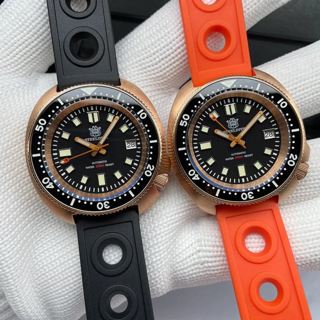 Steeldive SD1970S Bronze 6105 Turtle Diving Watch V2 - Brown leather Strap - DREAM WATCHES