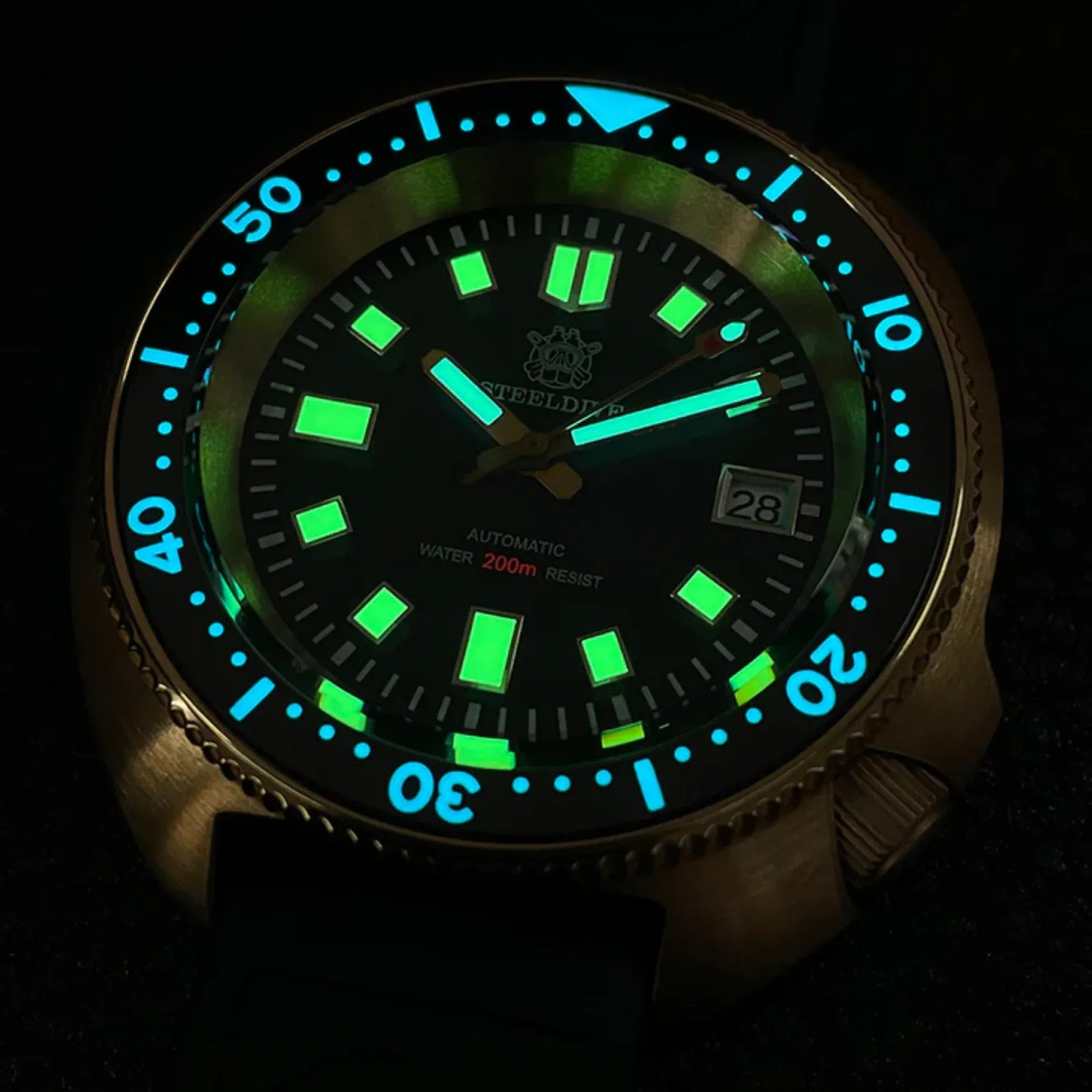 Steeldive SD1970S Bronze 6105 Turtle Diving Watch V2 - Brown leather Strap - DREAM WATCHES