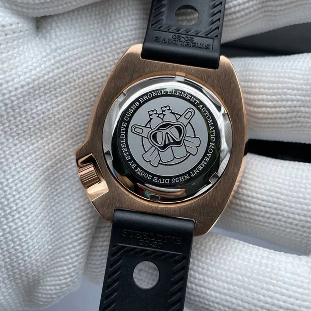 Steeldive SD1970S Bronze 6105 Turtle Diving Watch V2 - Brown leather Strap - DREAM WATCHES