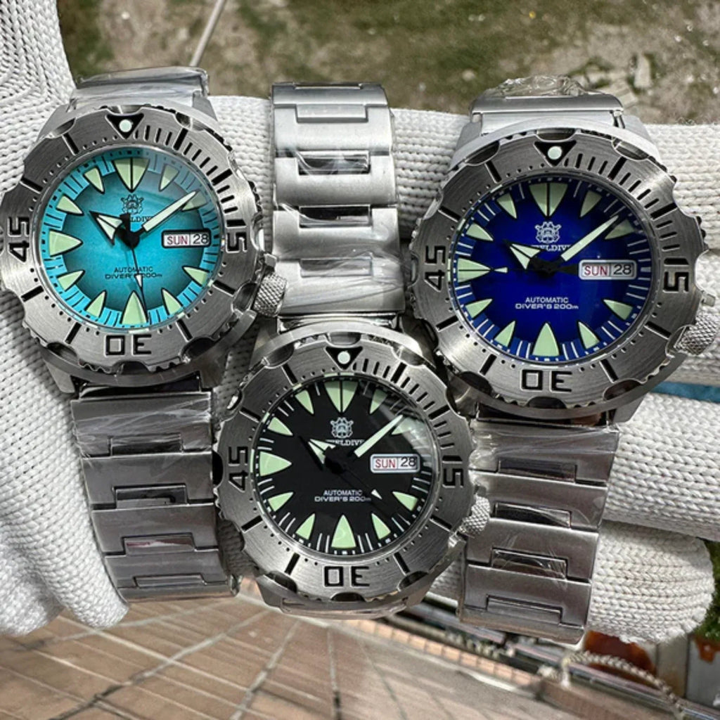 Steeldive SD1984 NH36 Automatic Monster Men Watch - Black - DREAM WATCHES