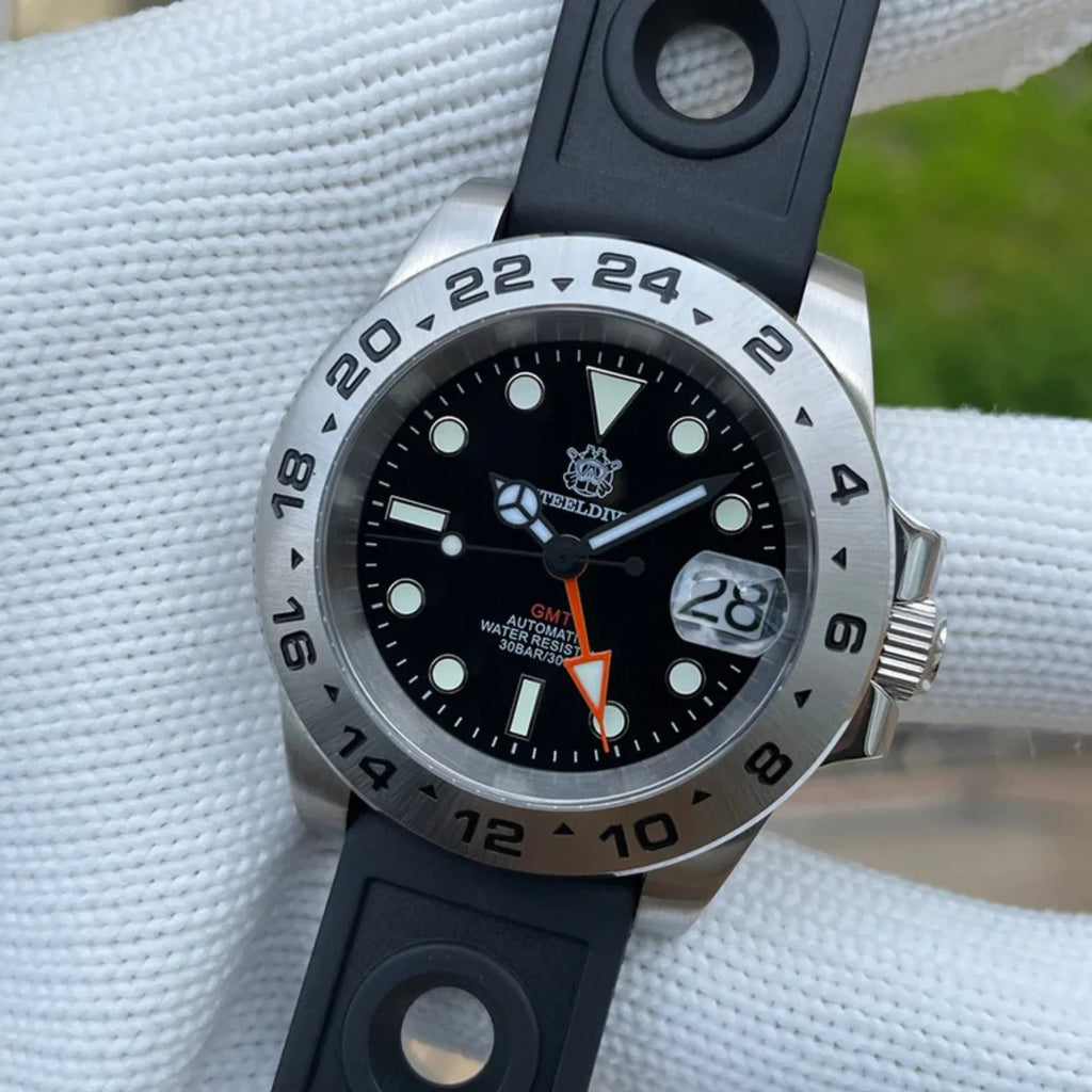 Steeldive SD1992 NH34 GMT Automatic Watch - Black Dial - DREAM WATCHES