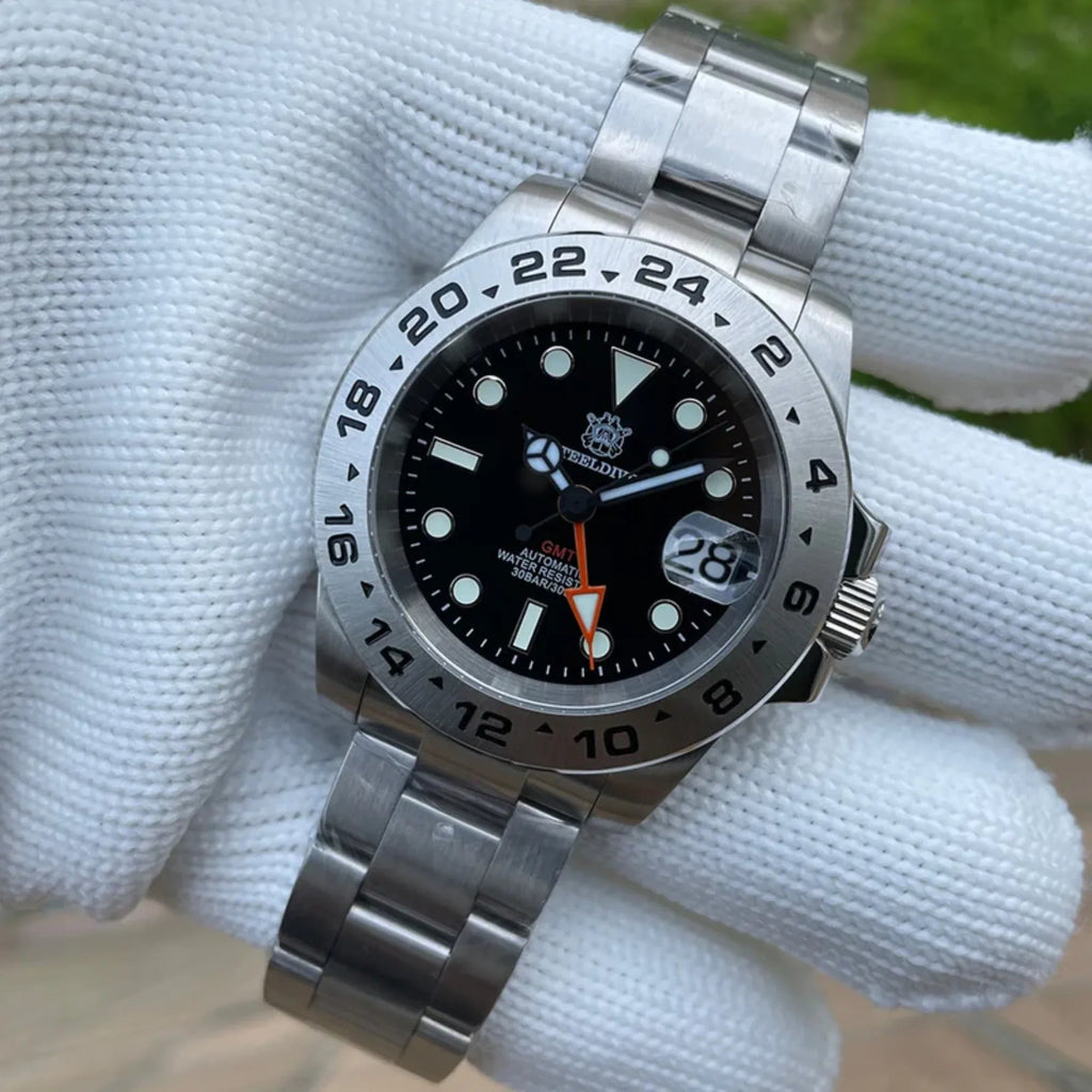 Steeldive SD1992 NH34 GMT Automatic Watch - Black Dial - DREAM WATCHES