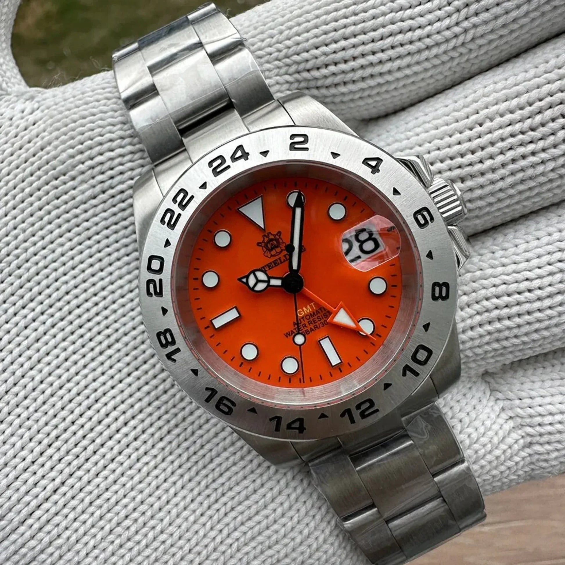 Steeldive SD1992 NH34 GMT Automatic Watch - Reddish - Orange Dial - DREAM WATCHES
