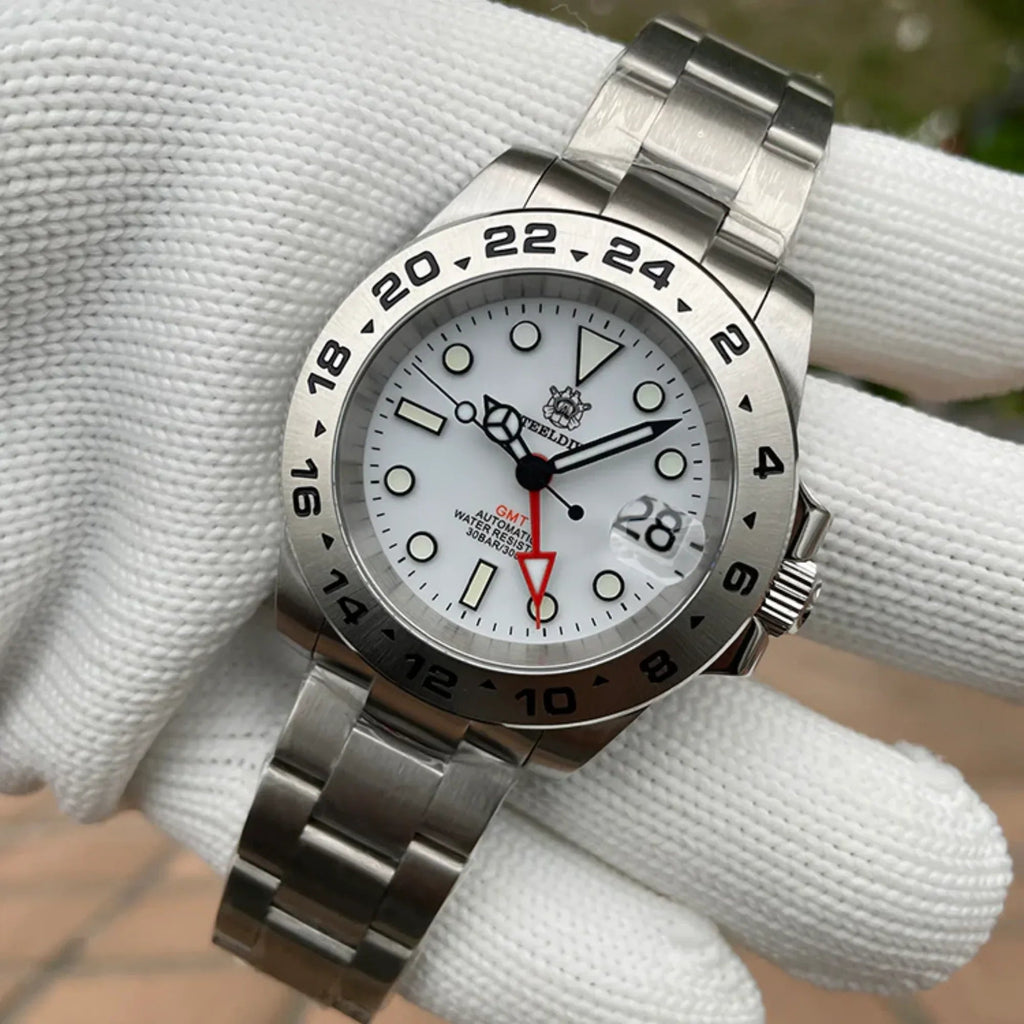 Steeldive SD1992 NH34 GMT Automatic Watch - White Dial - DREAM WATCHES