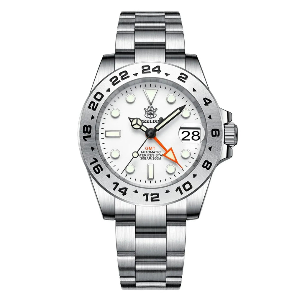 Steeldive SD1992 NH34 GMT Automatic Watch - White Dial - DREAM WATCHES