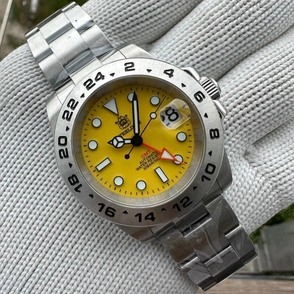 Steeldive SD1992 NH34 GMT Automatic Watch - Yellow Dial - DREAM WATCHES