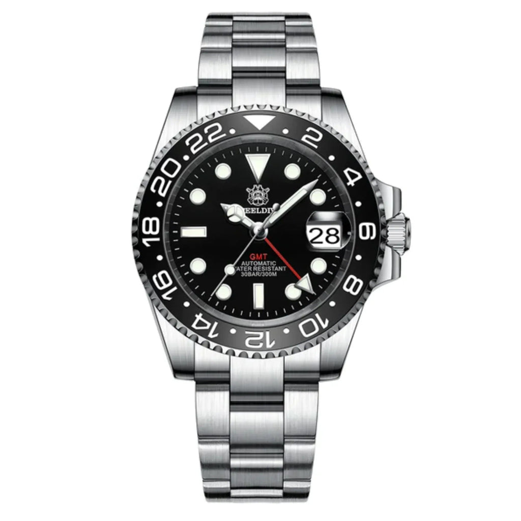Steeldive SD1993 NH34 GMT Automatic Watch V2 Black Dial With Oyster Bracelet - DREAM WATCHES