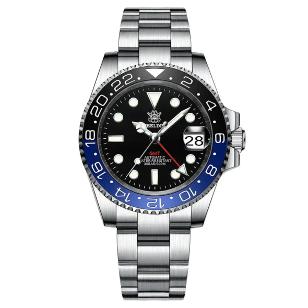 Steeldive SD1993 NH34 GMT Automatic Watch V2 Blue/Black Dial With Oyster Bracelet - DREAM WATCHES