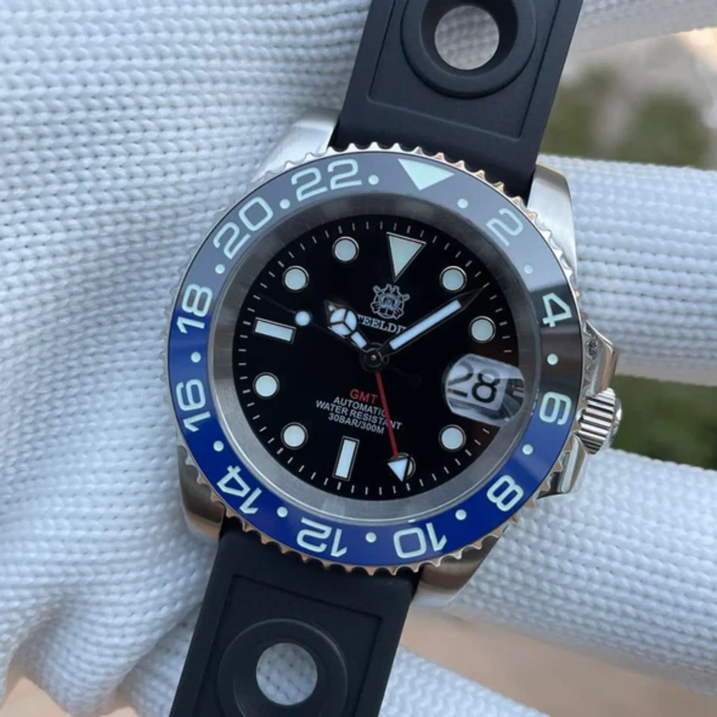 Steeldive SD1993 NH34 GMT Automatic Watch V2 Blue/Black Dial With Oyster Bracelet - DREAM WATCHES