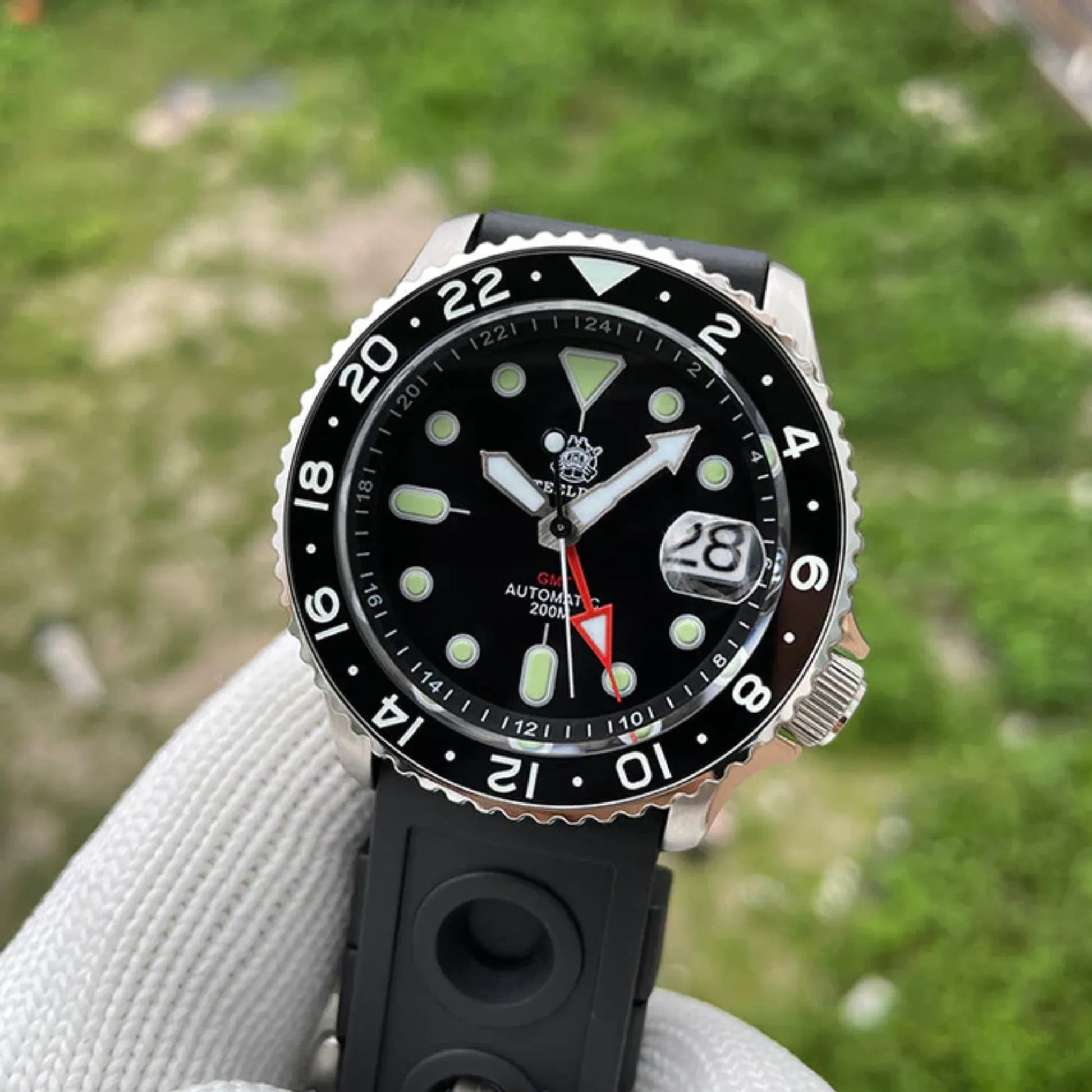 Steeldive SD1994 SKX007 NH34 GMT Automatic Watch - Black - DREAM WATCHES