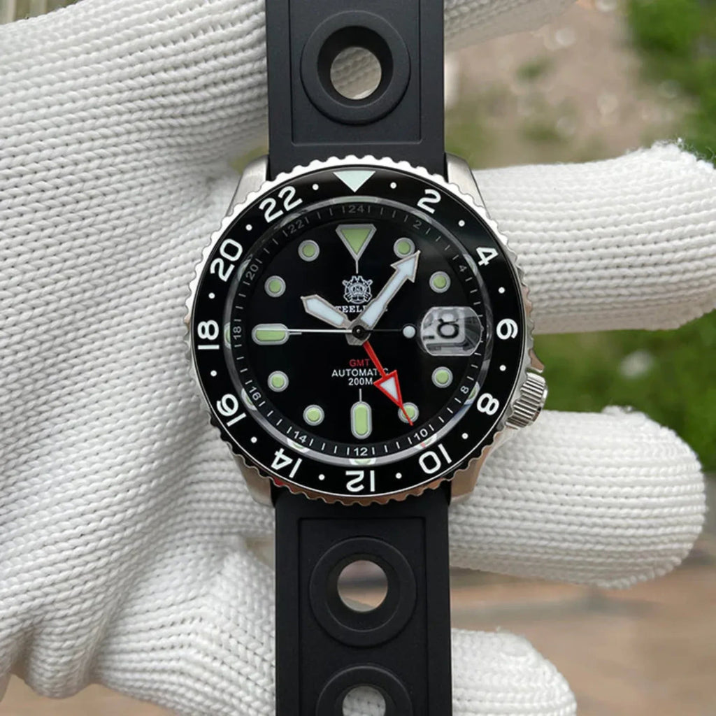 Steeldive SD1994 SKX007 NH34 GMT Automatic Watch - Black - DREAM WATCHES