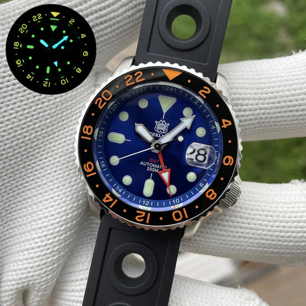 Steeldive SD1994 SKX007 NH34 GMT Automatic Watch - Blue - DREAM WATCHES