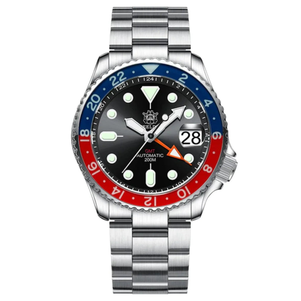 Steeldive SD1994L Sapphire Bezel NH34 GMT Watch - Black Dial - DREAM WATCHES