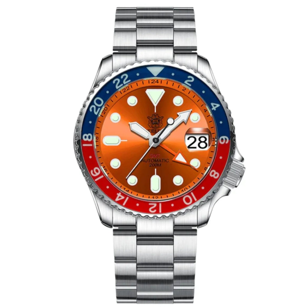 Steeldive SD1994L Sapphire Bezel NH34 GMT Watch - Orange Dial - DREAM WATCHES