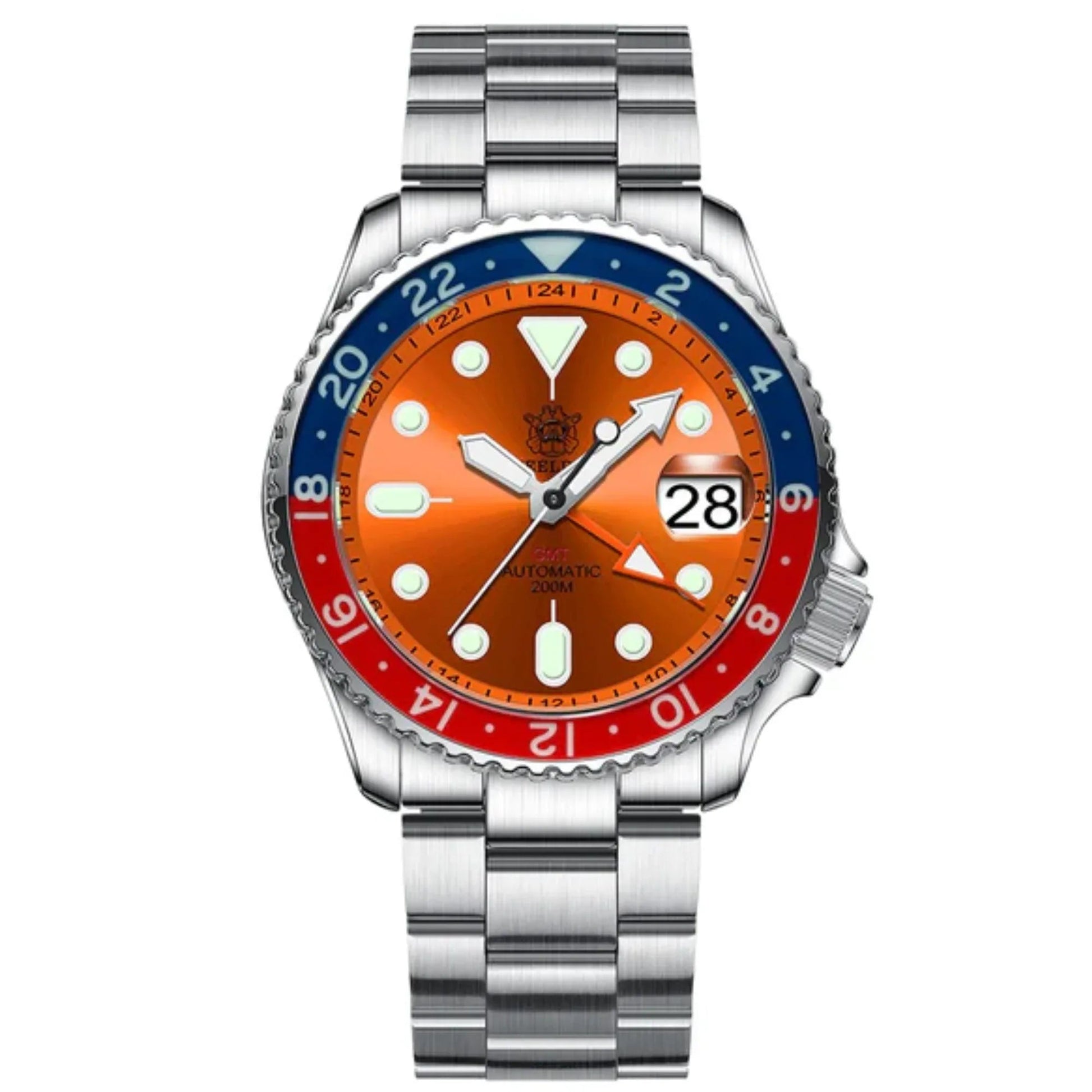 Steeldive SD1994L Sapphire Bezel NH34 GMT Watch - Orange Dial - DREAM WATCHES