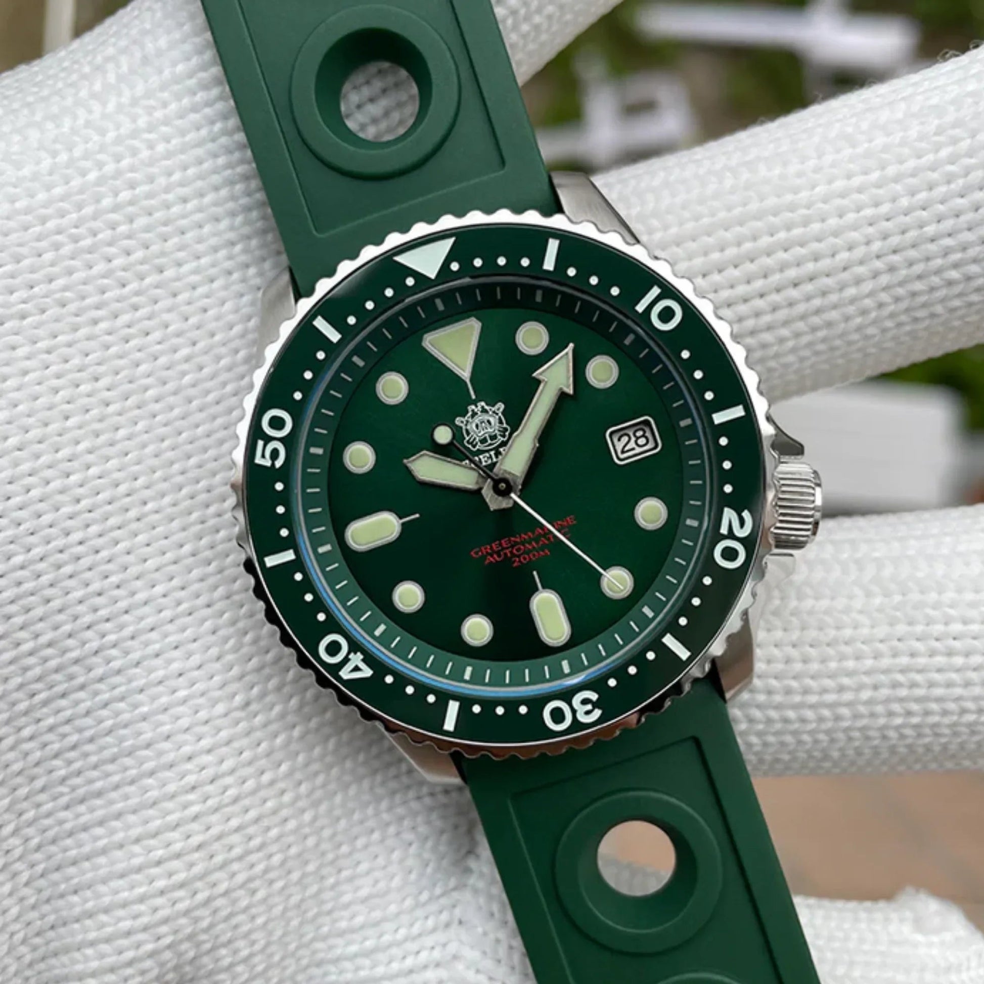 Steeldive SD1996 SKX007 Dive Watch - Green - DREAM WATCHES