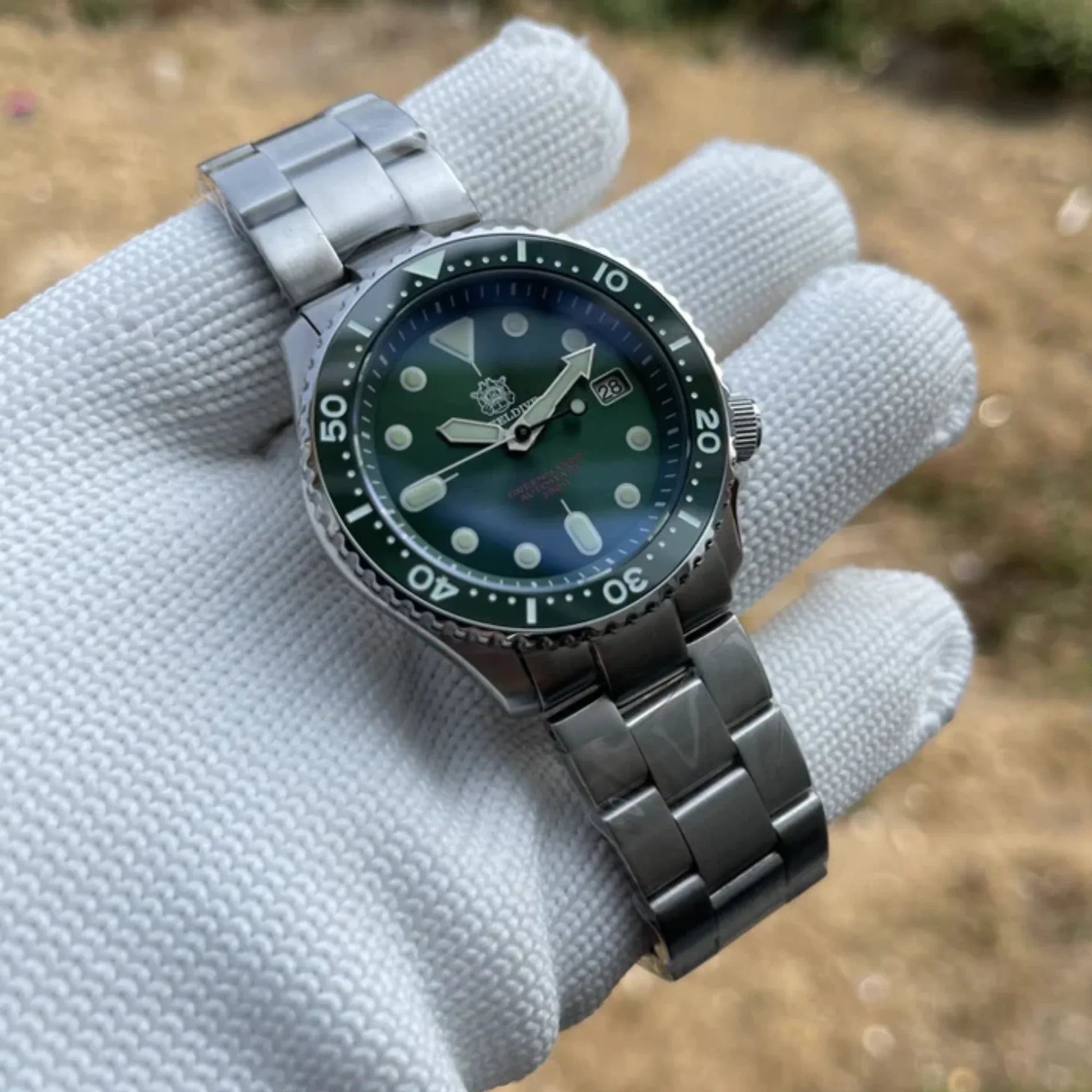 Steeldive SD1996 SKX007 Dive Watch - Green - DREAM WATCHES