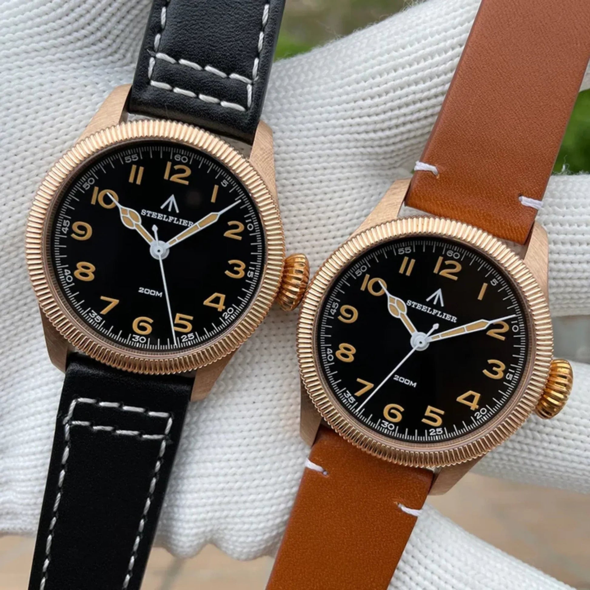 Steelflier VH60 Bronze Filed Watch SF741S - Brown Leather Strap - DREAM WATCHES