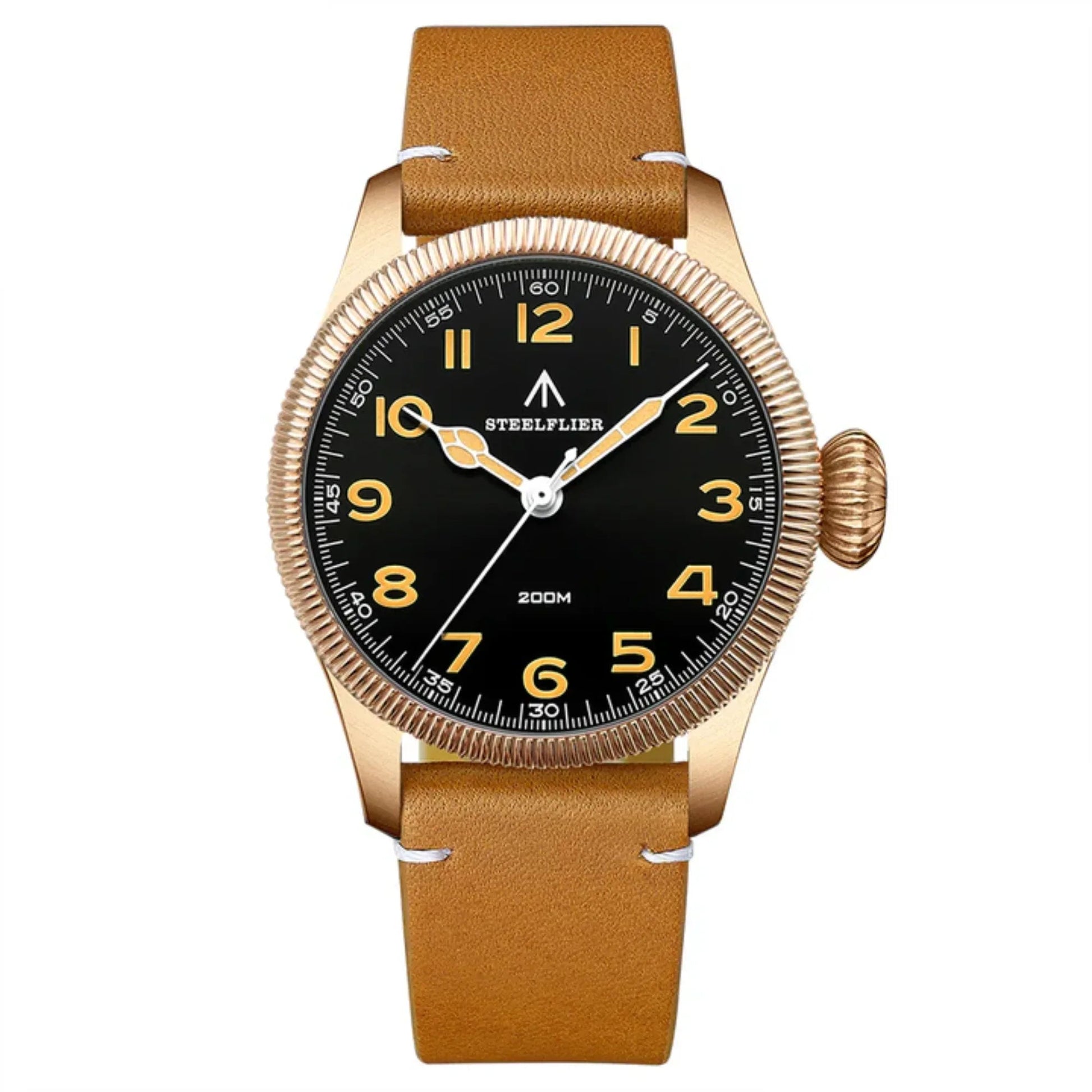 Steelflier VH60 Bronze Filed Watch SF741S - Brown Leather Strap - DREAM WATCHES