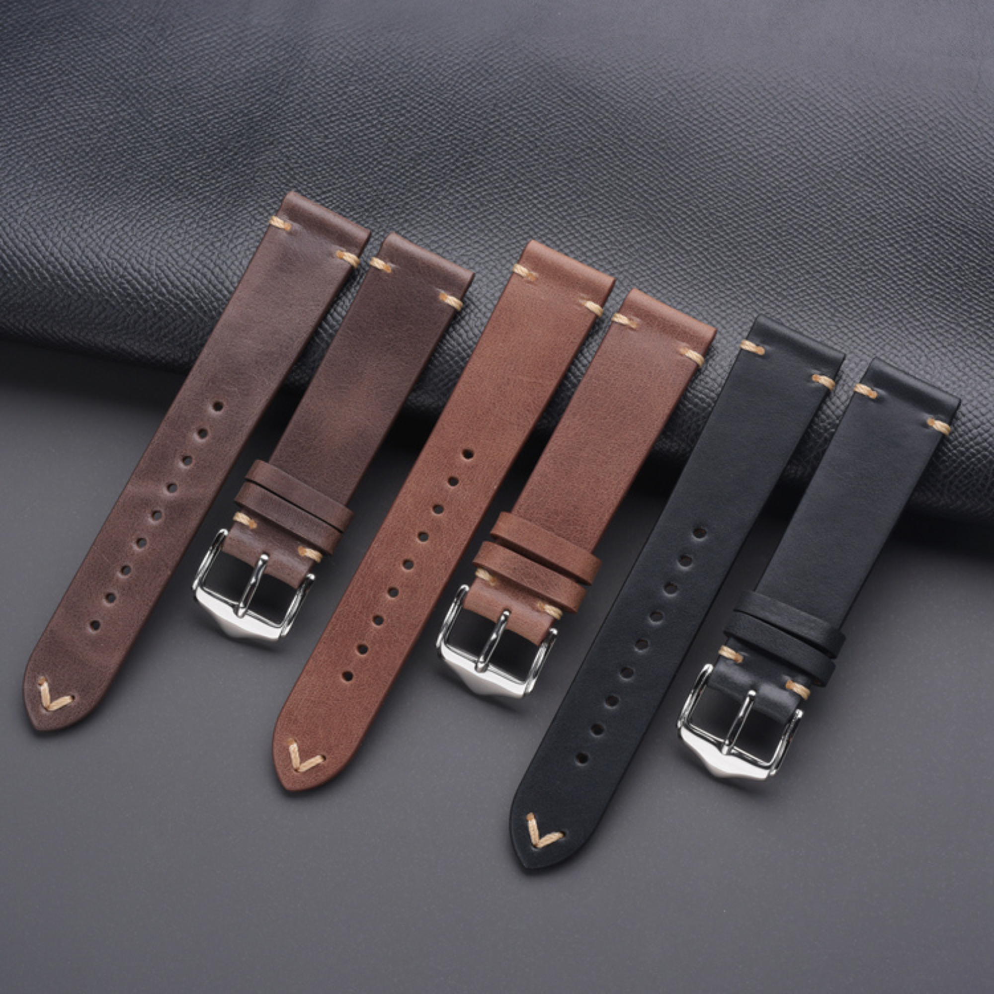 Genuine Leather Watch Strap Watchband Accessories 20mm - Black watch leather strap band india online dream watches