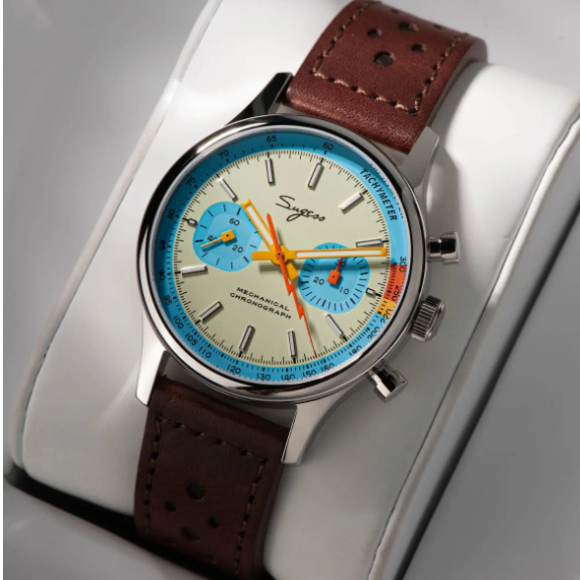 Sugess 1963 Pilot Watch Mens Chronograph Mechanical Wristwatches Original ST1901 Swanneck Movement Sapphire Crystal - DREAM WATCHES