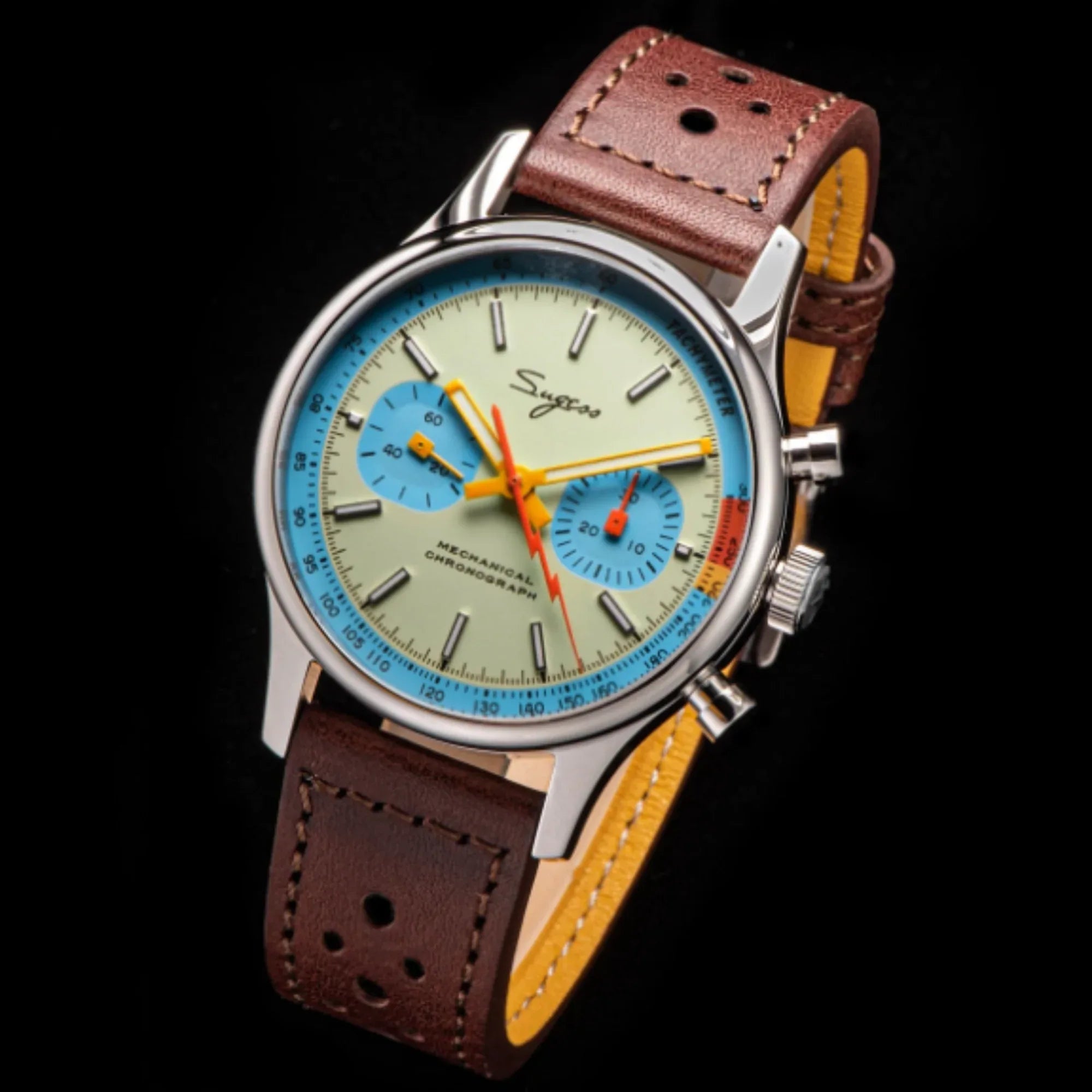Sugess 1963 Pilot Watch Mens Chronograph Mechanical Wristwatches Original ST1901 Swanneck Movement Sapphire Crystal - DREAM WATCHES