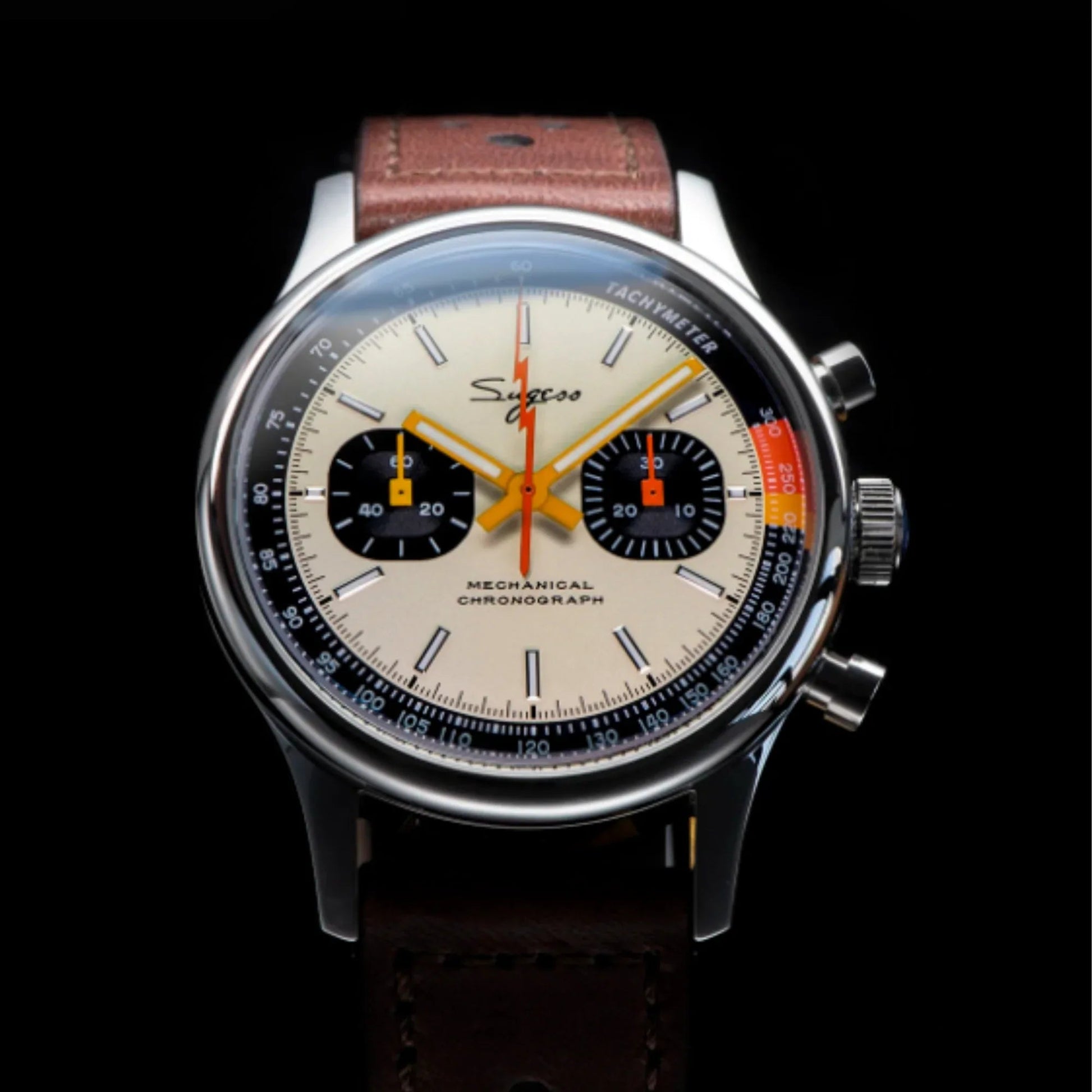 Sugess 1963 Pilot Watch Mens Chronograph Mechanical Wristwatches Original ST1901 Swanneck Movement Sapphire Crystal - DREAM WATCHES
