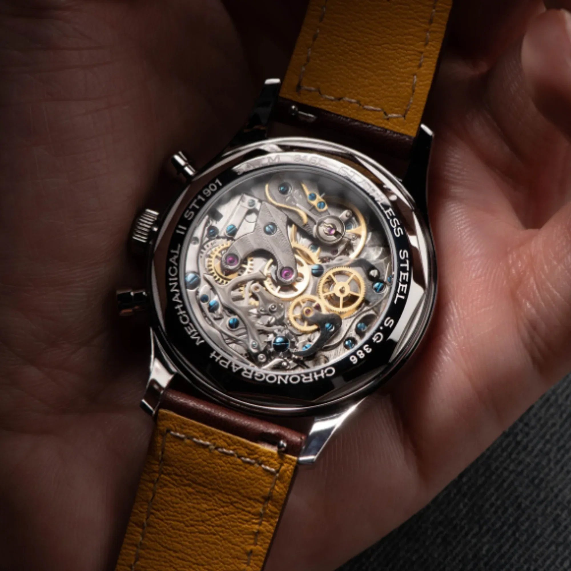 Sugess 1963 Pilot Watch Mens Chronograph Mechanical Wristwatches Original ST1901 Swanneck Movement Sapphire Crystal - DREAM WATCHES